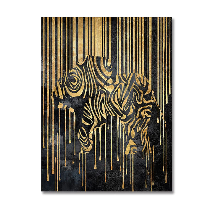 Modern Abstract Golden Zebra Lines Lion Elephant Tiger Wall Art Fine Art Canvas Prints Pictures For Luxury Apartment Living Room Dining Room Art Decor | Bowlift