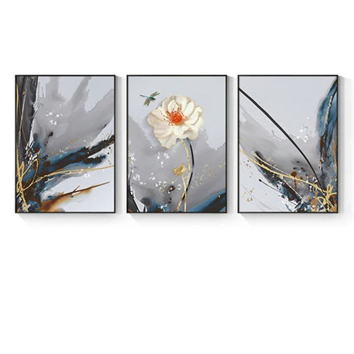 Modern Abstract Floral Wall Art Fine Art Canvas Prints Blue Gray Botanical Pictures For Living Room Bedroom Wall Art Decor | Bowlift