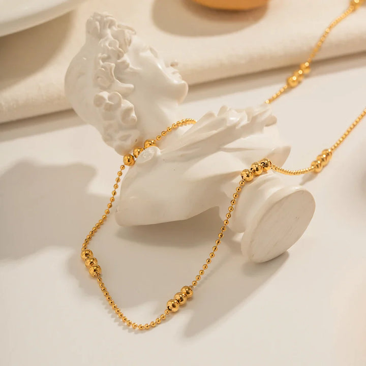 BowLift | 16k Dainty Triple Bead Accent Necklace
