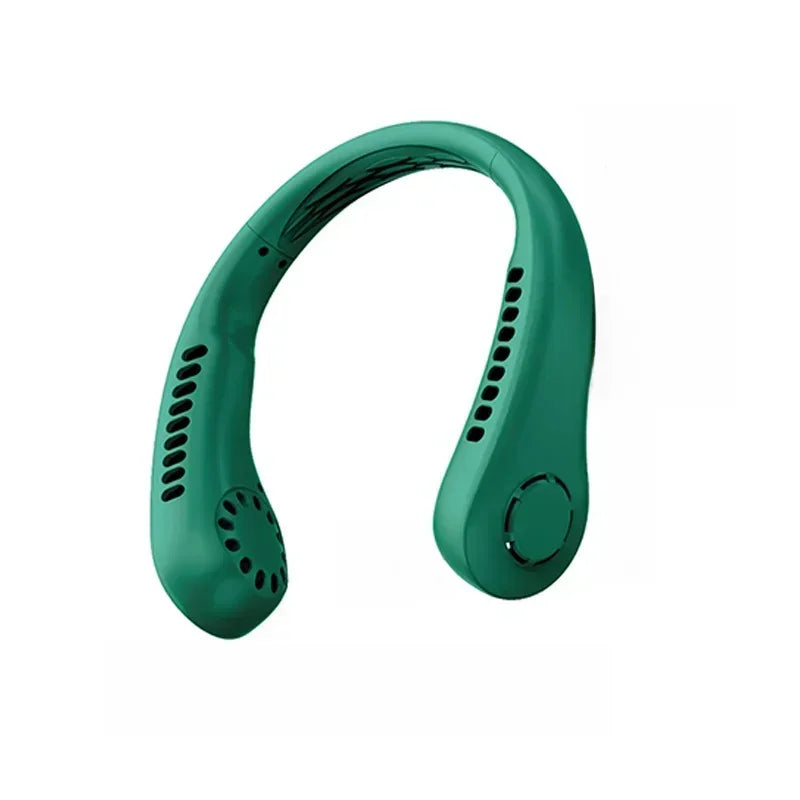 Portable Mini Neck Hanging Fan - Air-Cooled, Wearable USB Fan for Outdoor Sports, Running, Travel, Blade-Free Design | Bowlift