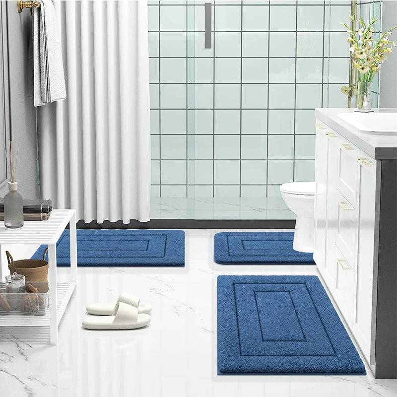 Bathroom Mat Microfiber Non-Slip – Double Layer Bath Mat | Highly Absorbent & Soft | Comfort Doormat | Bowlift