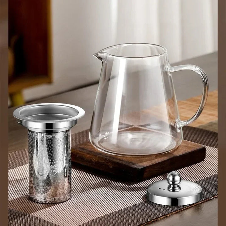 BowLift | 450ml-950ml Heat Resistant Glass Teapot – Stainless Steel Tea Filter, Flower Kettle for Kung Fu Tea, Puer and Oolong Tea