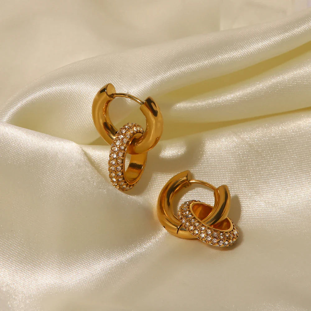 BowLift | 18k Dainty Huggie Diamond Dangle Earrings