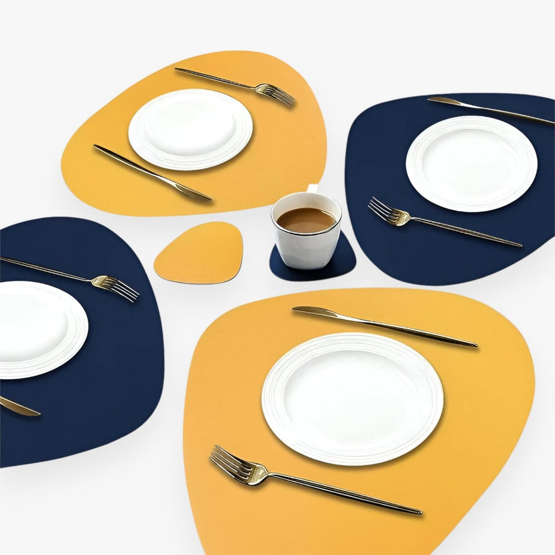 BowLift | Reversible Waterproof Faux Leather Dining Table Placemat Set