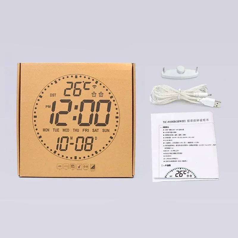 WiFiTime Clock - Smart LED Wall Clock with Calendar Bowlift