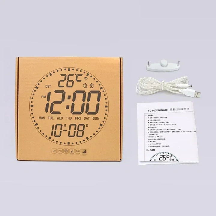 WiFiTime Clock - Smart LED Wall Clock with Calendar Bowlift