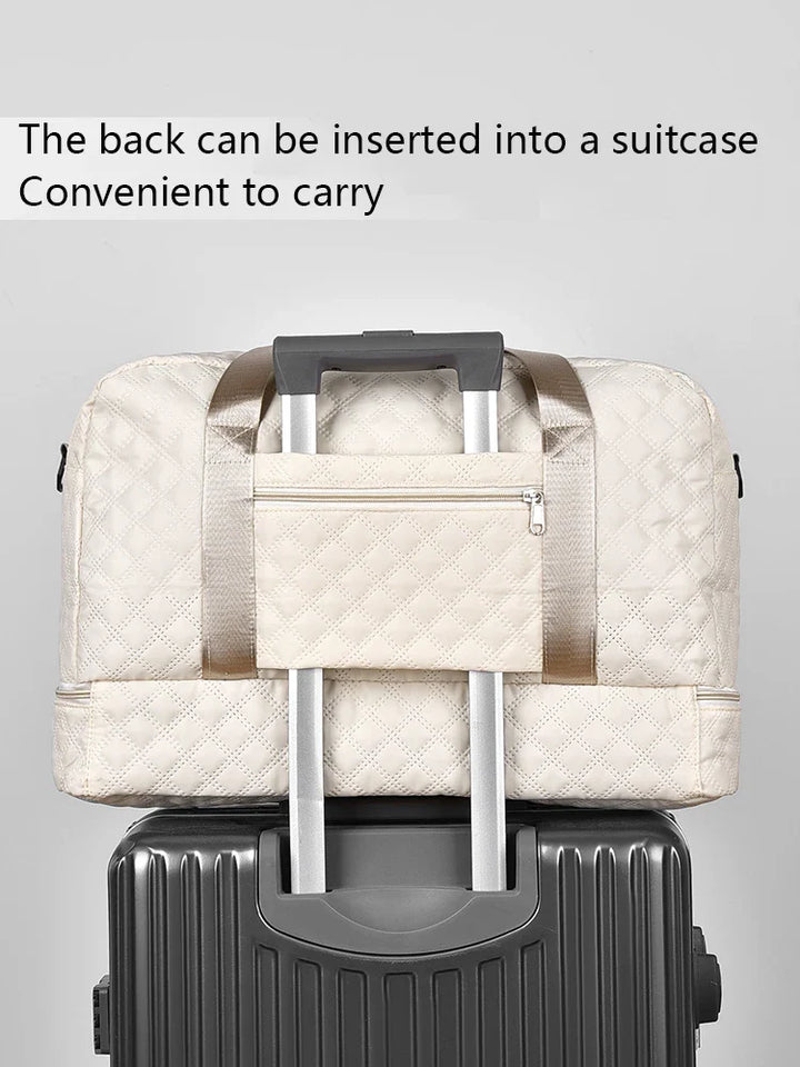 BowLift | Raumio TravelFlex Lightweight Travel Bag with Diamond Pattern | Large Sports & Weekend Bag with Shoe Compartment & Wet Compartment | Cabin Luggage Suitable & Foldable