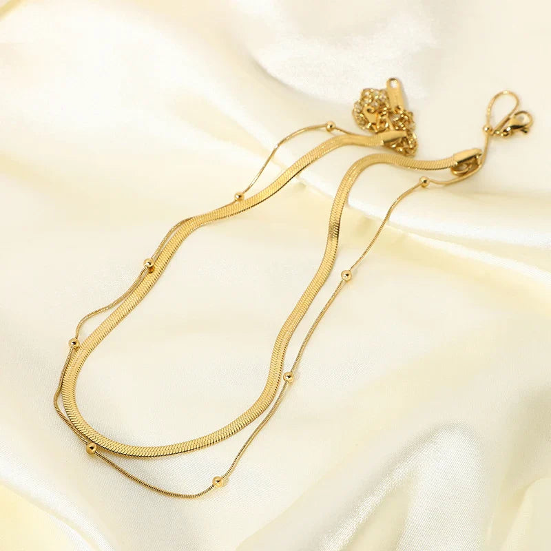 BowLift | 14k Herringbone & Satellite Chain Necklace Stack