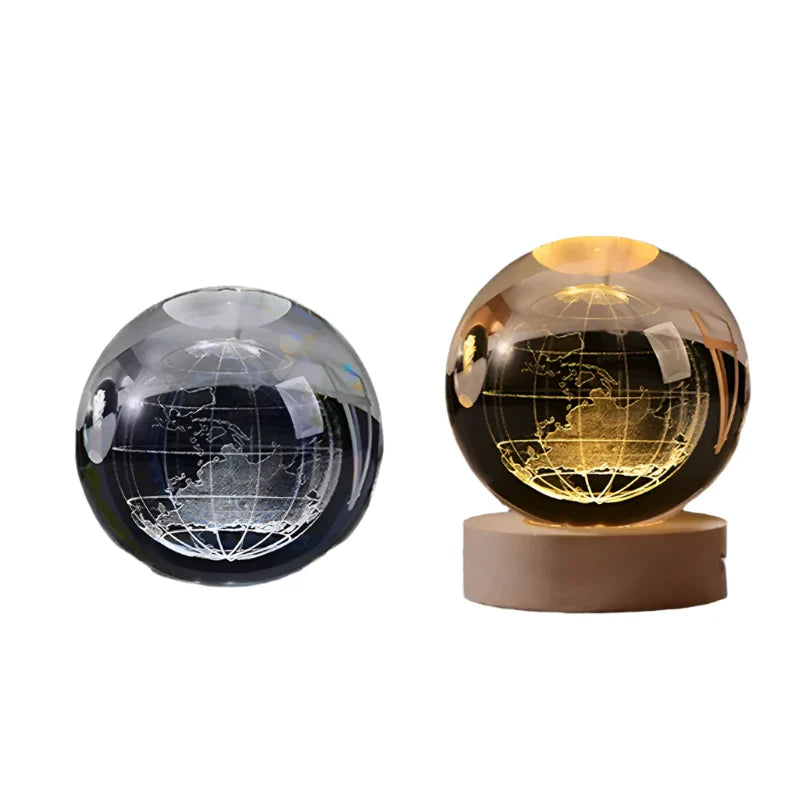 3D Crystal Night Light LED - Starry Sky Projector with Wooden Base, Romantic Lighting for Bedroom & Gifts | Bowlift