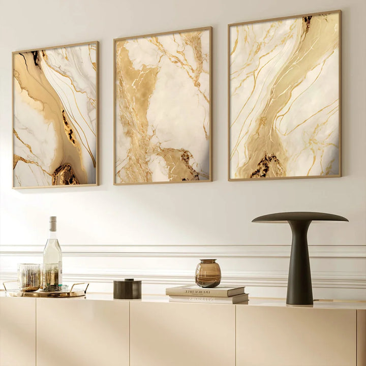 Modern Abstract Black Beige Golden Liquid Marble Print Wall Art Fine Art Canvas Prints Pictures For Living Room Bedroom Art Decor | Bowlift