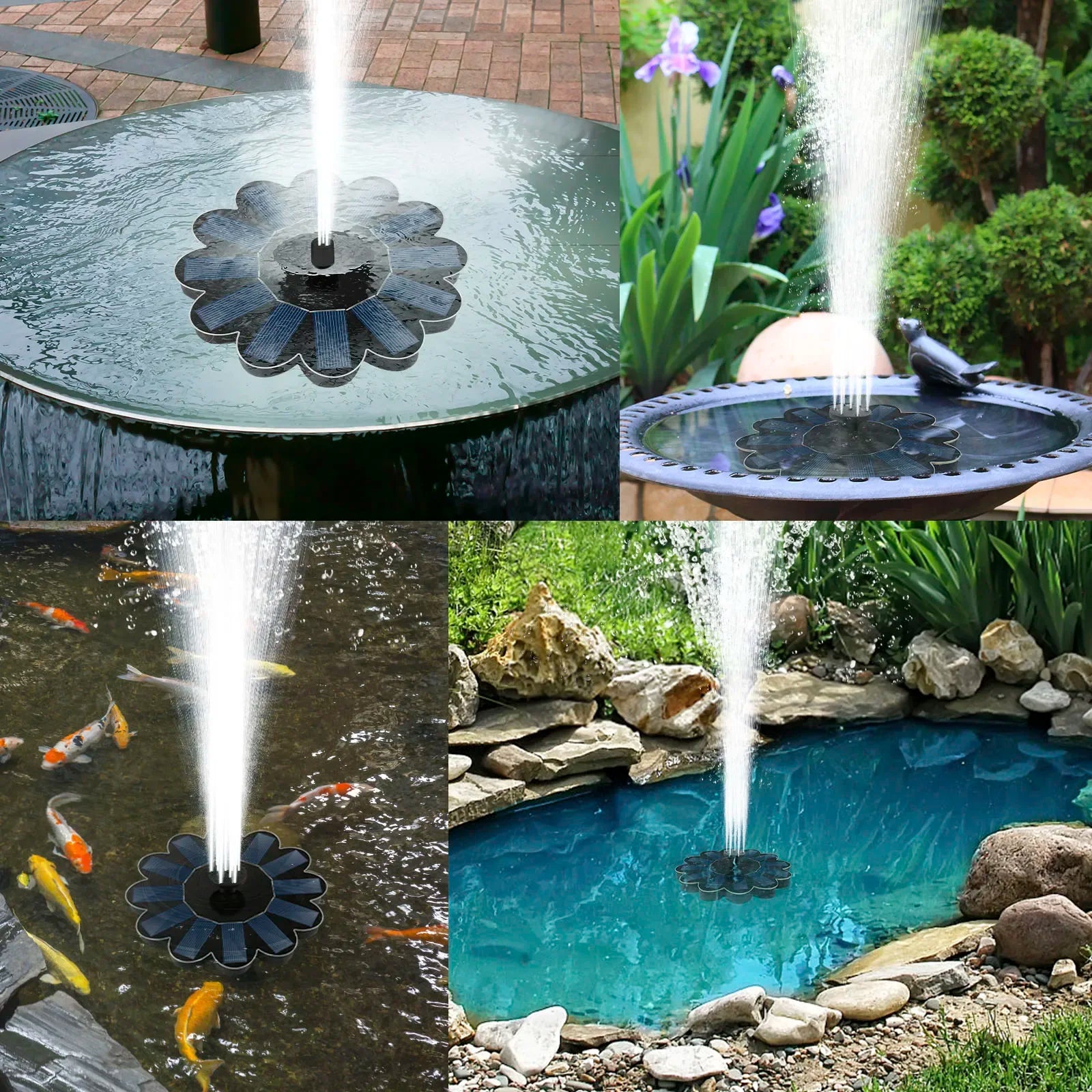 BowLift | EcoSpray solar fountain | 100% solar energy | Flexible with 5 nozzles | For garden & balcony