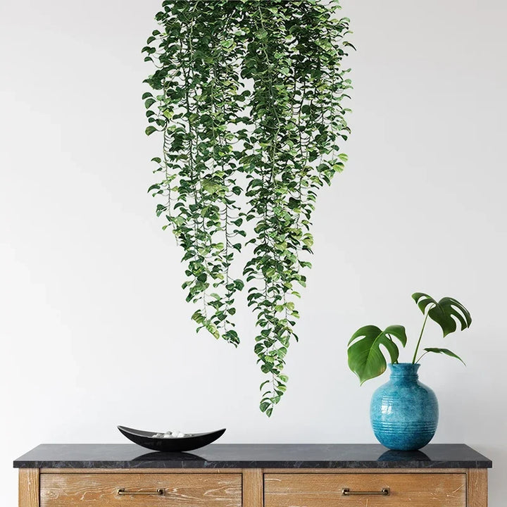 Realistic Green Vines Wall Decal 54x105cm Green Leaves Wall Sticker Removable Peel and Stick PVC Vinyl Wall Mural For Creative DIY Home Decor | Bowlift