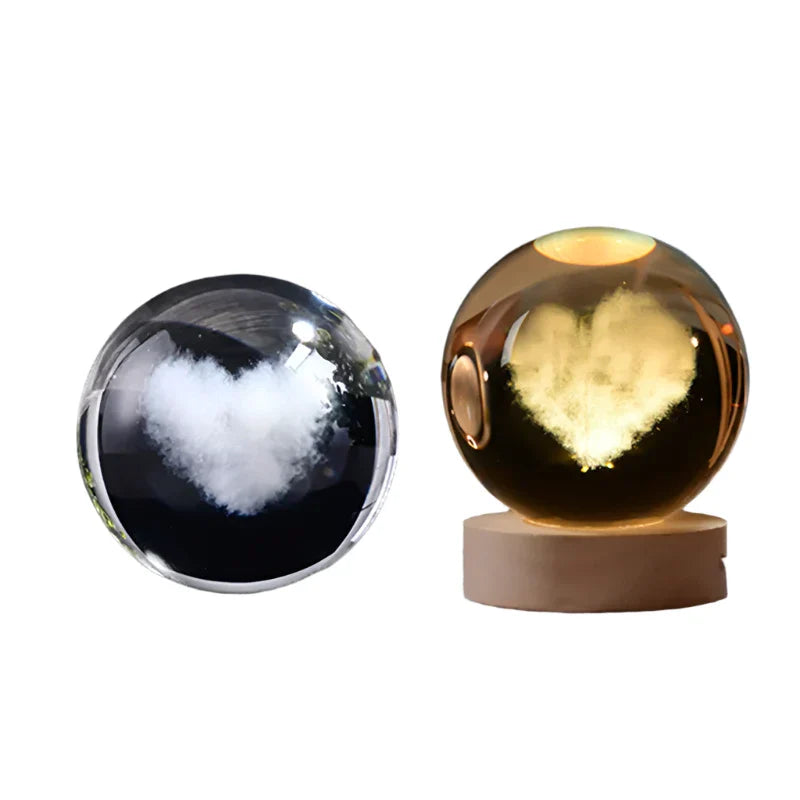 3D Crystal Night Light LED - Starry Sky Projector with Wooden Base, Romantic Lighting for Bedroom & Gifts | Bowlift