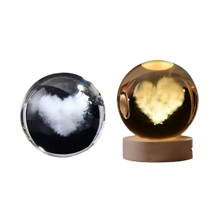 3D Crystal Night Light LED - Starry Sky Projector with Wooden Base, Romantic Lighting for Bedroom & Gifts | Bowlift