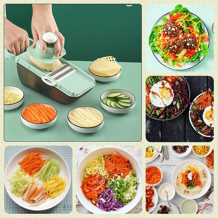 BowLift | SchnippelMeister Vegetable Cutter 5-in-1 | Multi Cutter with Collection Container | Grater, Slicer & Dicer | BPA-free & Dishwasher Safe | 27×11×10 cm