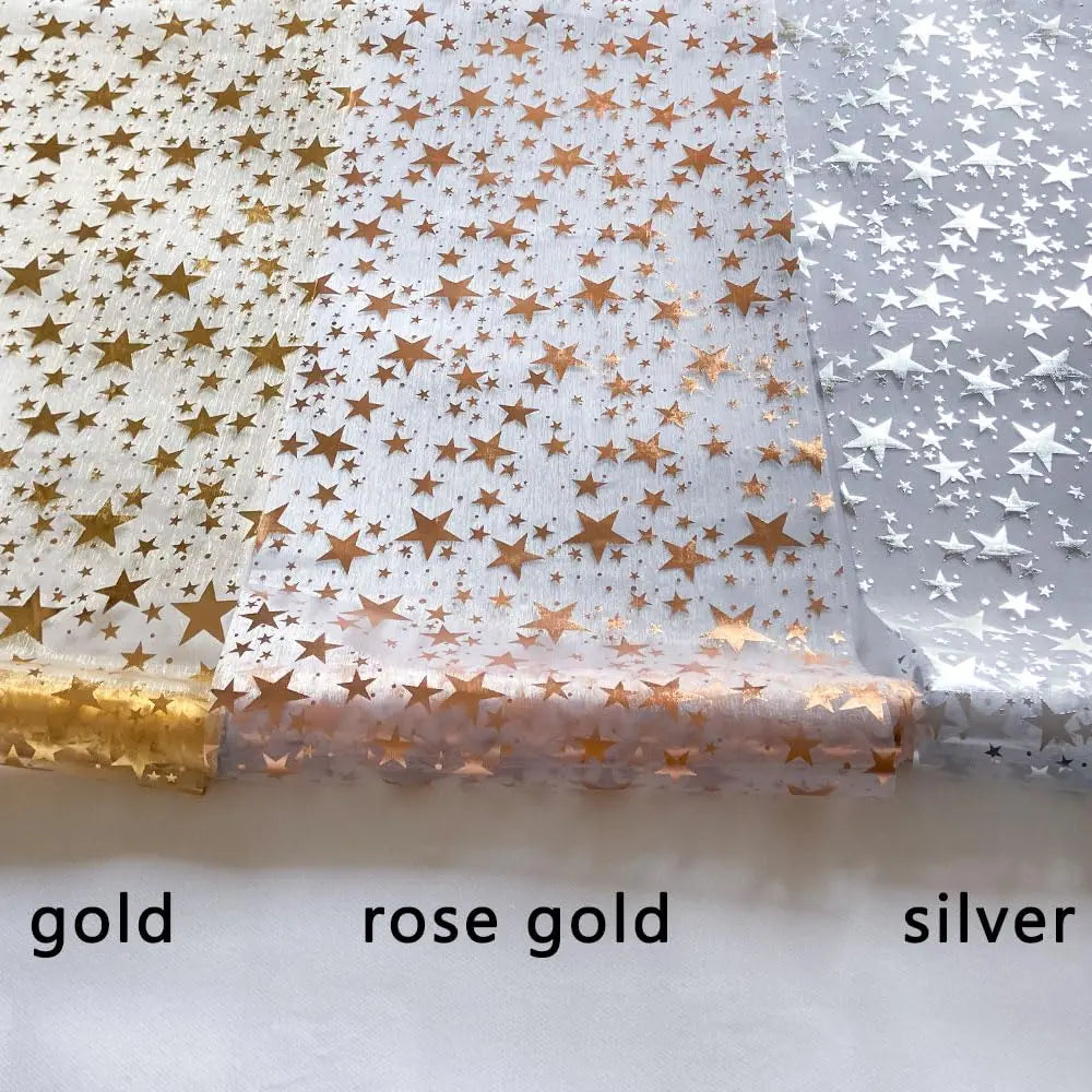 BowLift | Sparkling Table Runner "StellaLuxe" | Gold, Rose Gold or Silver | Metallic Shimmering Mesh Runner with Star Pattern | For Parties & Dinner Decoration