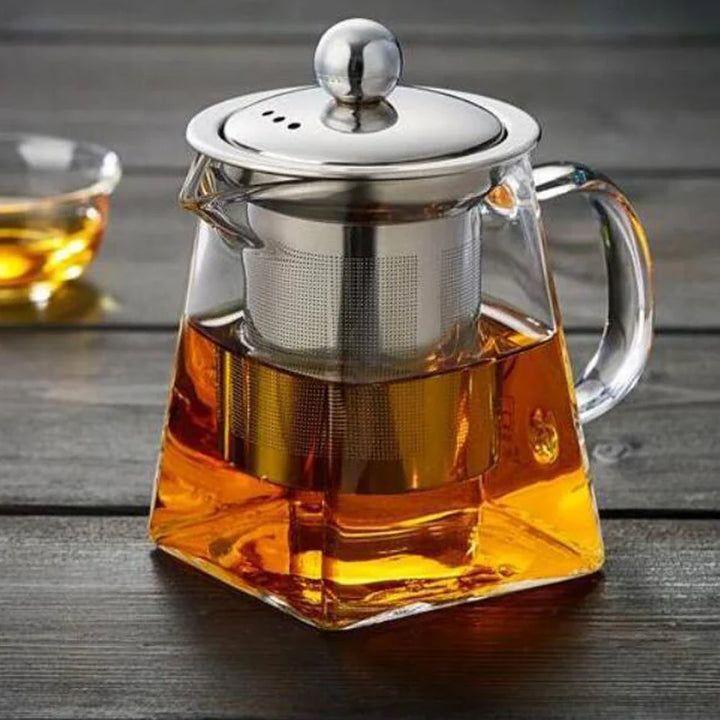 BowLift | Teavora Glass Teapot with Stainless Steel Infuser | Heat Resistant & Dishwasher Safe | For Loose Tea & Tea Flowers | 550/750/950 ml