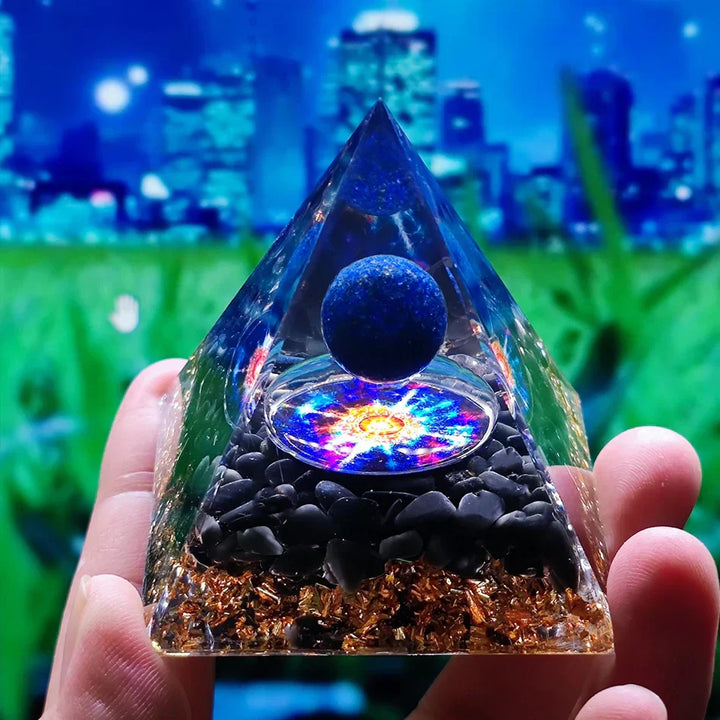 BowLift | Orgonite Pyramid with Amethyst Pendulum – Energy, Protection and Decoration