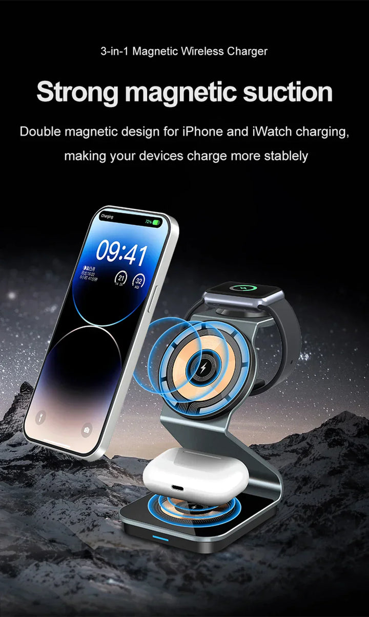Chargy Pro - Stylish Magnetic Wireless 3-in-1 Charger Bowlift