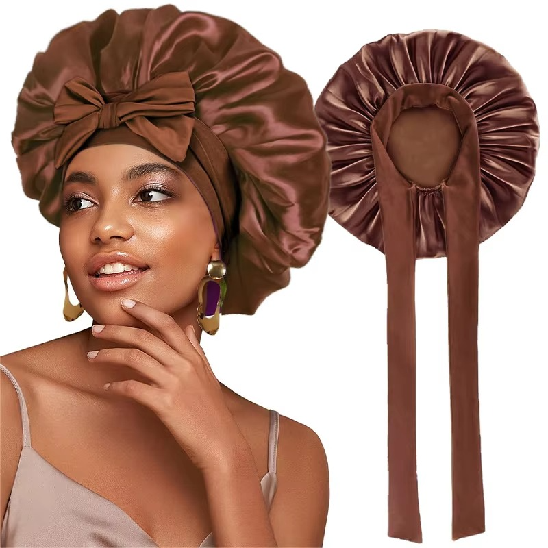 BowLift | Women’s Satin Sleep Bonnet Adjustable Silky Night Cap for Curly Hair