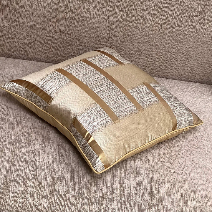 Shiny Golden Silver Stripe Jacquard Cushion Cushion Covers 45x45cm Pillow Cases Square Cover For Sofa Throw Cushions Light Luxury Nordic Home Decor | Bowlift