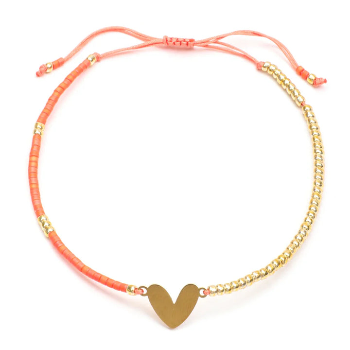 BowLift | Adjustable Dainty Beaded Flat Heart Bracelet
