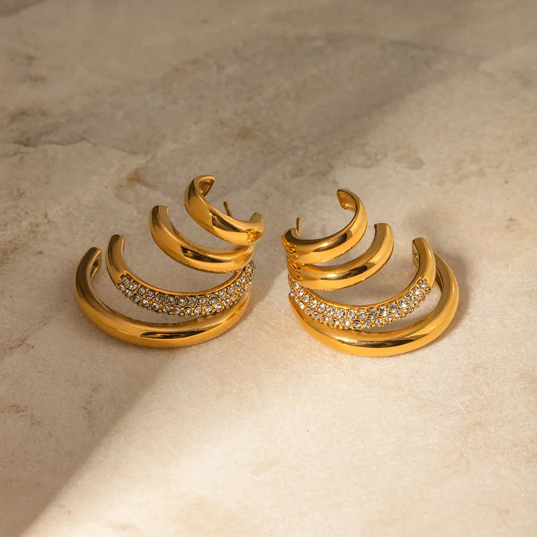 BowLift | 18k Quad Half Hoops Stud Earrings
