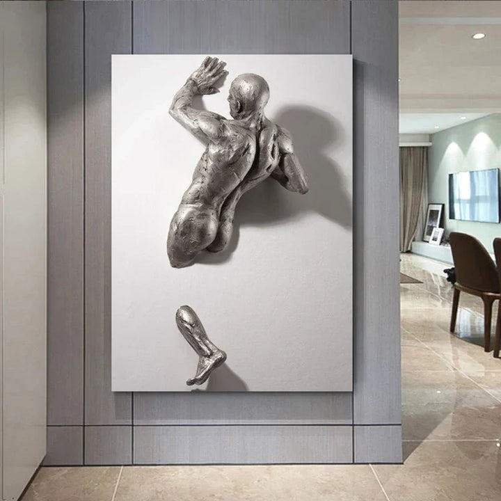 Modern Urban Abstract Iron Statue Wall Art Fine Art Canvas Prints 3d Visualization Figure Art Pictures For Minimalist Apartment Wall Decor | Bowlift