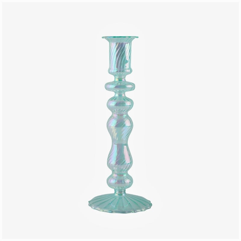 Ribbed Glass Candleholders - Mermaid | Bowlift