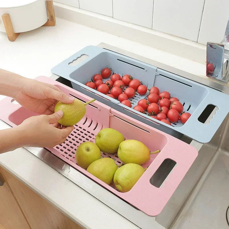 FlexDrain Draining Basket Kitchen – Adjustable Sink Organizer | Auto Drain & Fruit Vegetable Dryer | Space-saving Kitchen Accessory | Bowlift