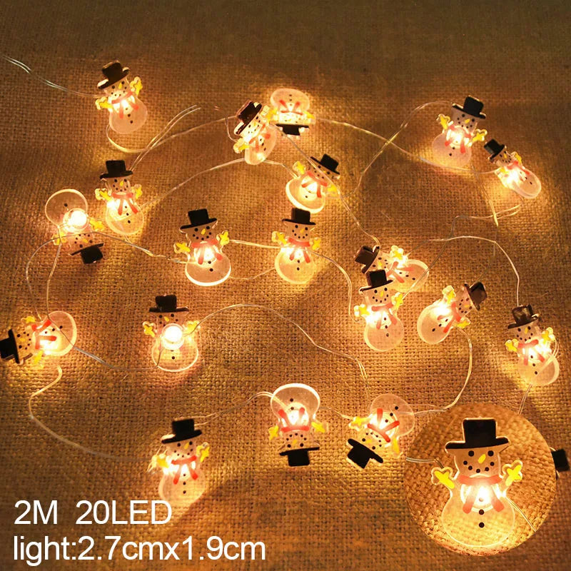 BowLift | LED String Lights Christmas | 2 m | 20 LEDs with Santa & Snowflakes | Battery Operated | Nordivelle