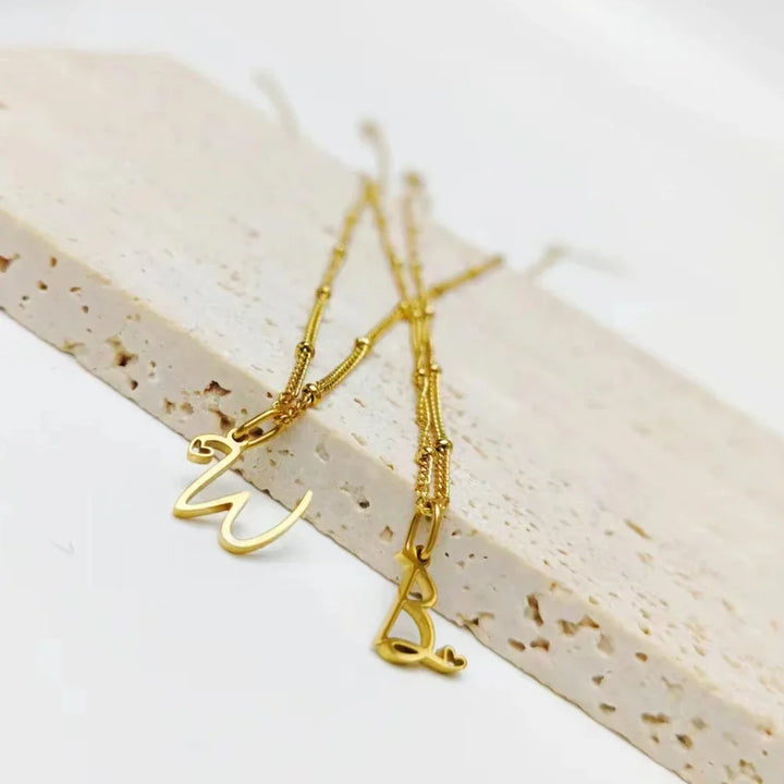 BowLift | Dainty Satellite Chain Heart Letter Initial Necklace