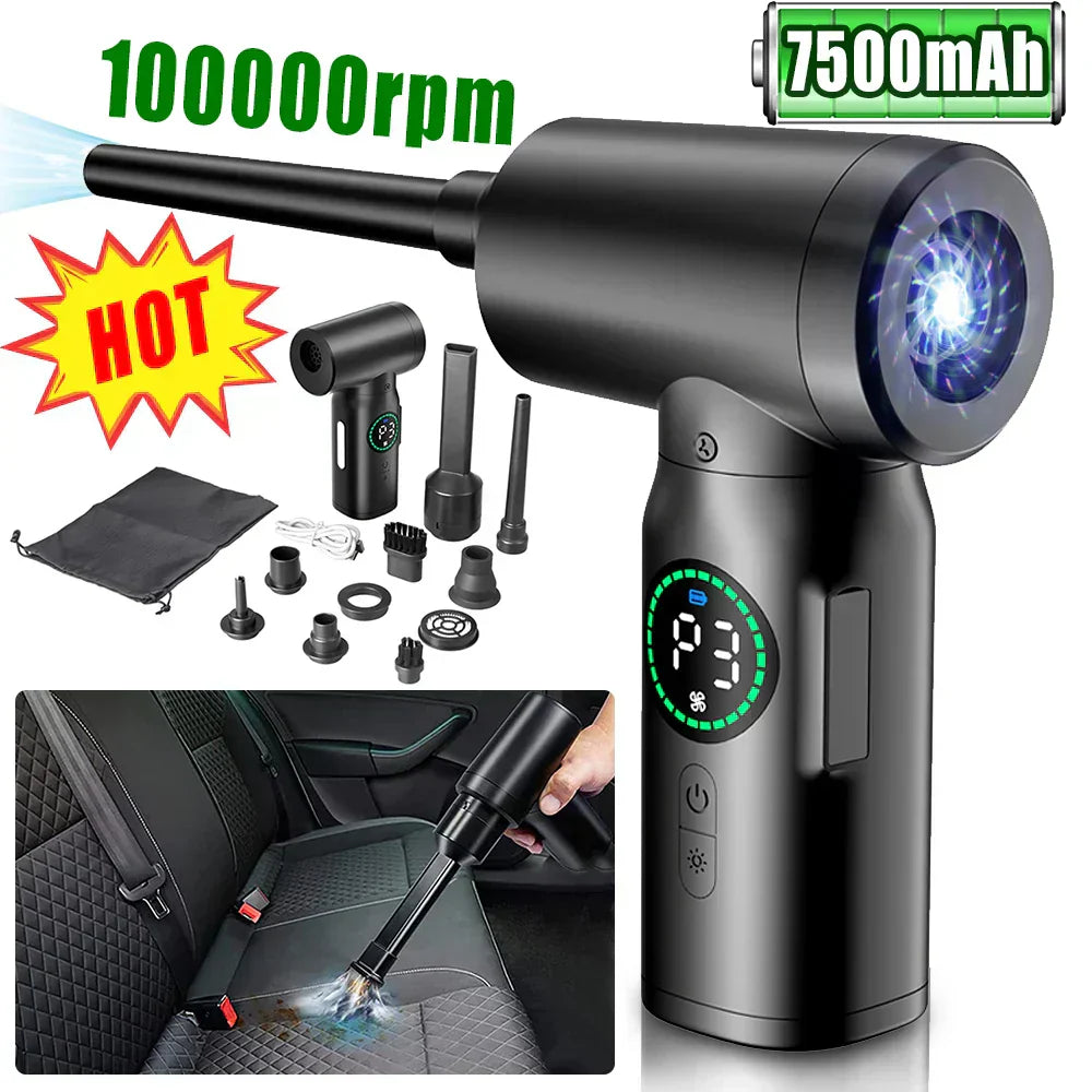BowLift | 2-in-1 Portable Vacuum Cleaner & Blower | 7500mAh Battery, LED Light & Versatile for Home, Car & Office Cleaning