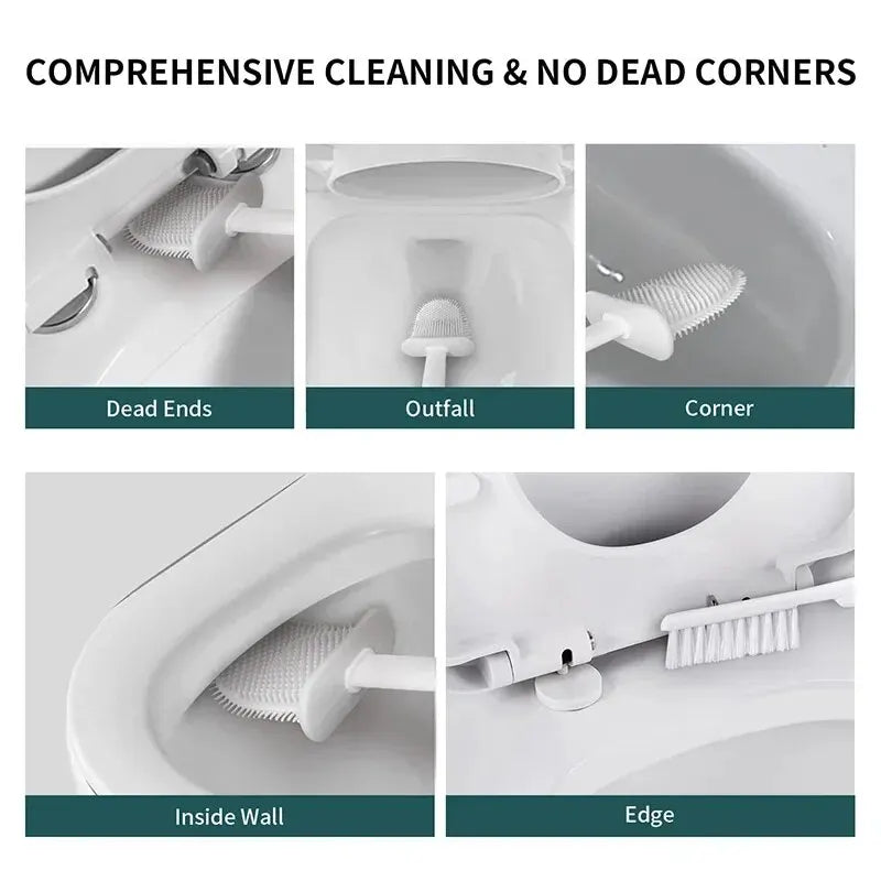 BowLift | Toilet Brush HygieBrush DuoClean | 2-in-1 Silicone Toilet Brush Set with Wall Mount | Antibacterial & Space-Saving