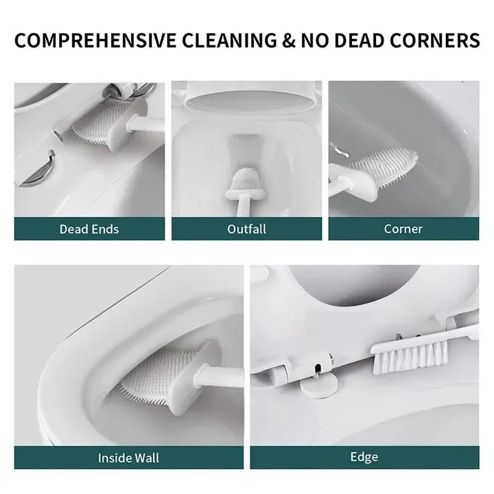 BowLift | Toilet Brush HygieBrush DuoClean | 2-in-1 Silicone Toilet Brush Set with Wall Mount | Antibacterial & Space-Saving
