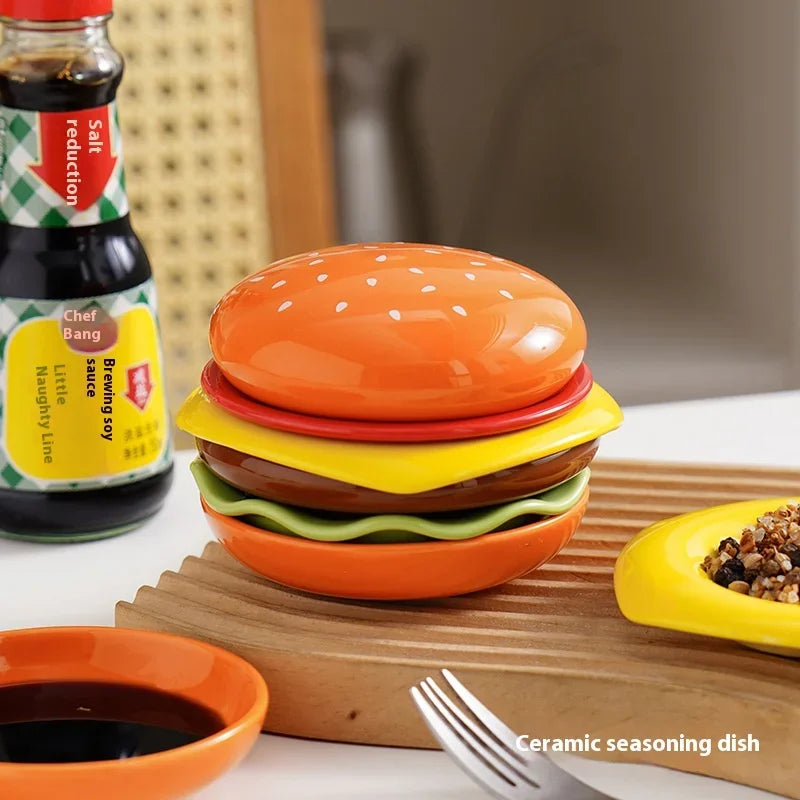 BowLift | Mini Stacked Hamburger Ceramic Plate Set