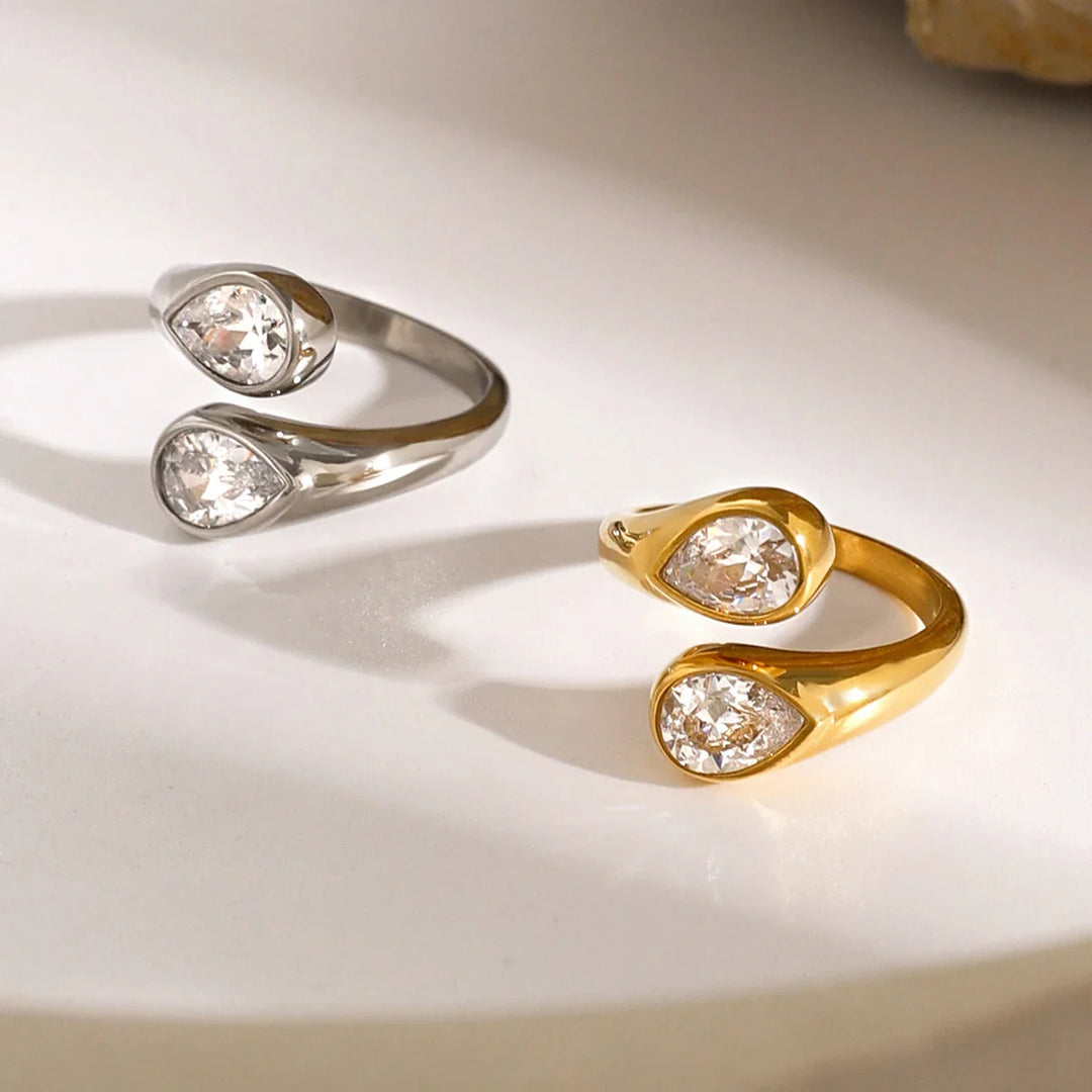 BowLift | Teardrop Diamond Accented Wrap Ring