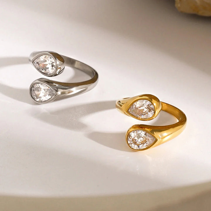 BowLift | Teardrop Diamond Accented Wrap Ring