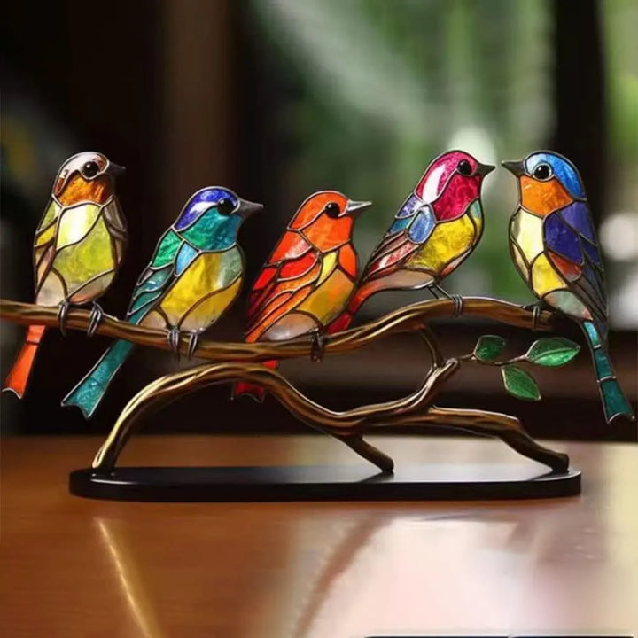 ElegantAviary | Colorful Birds on Branch Desk Ornaments Bowlift