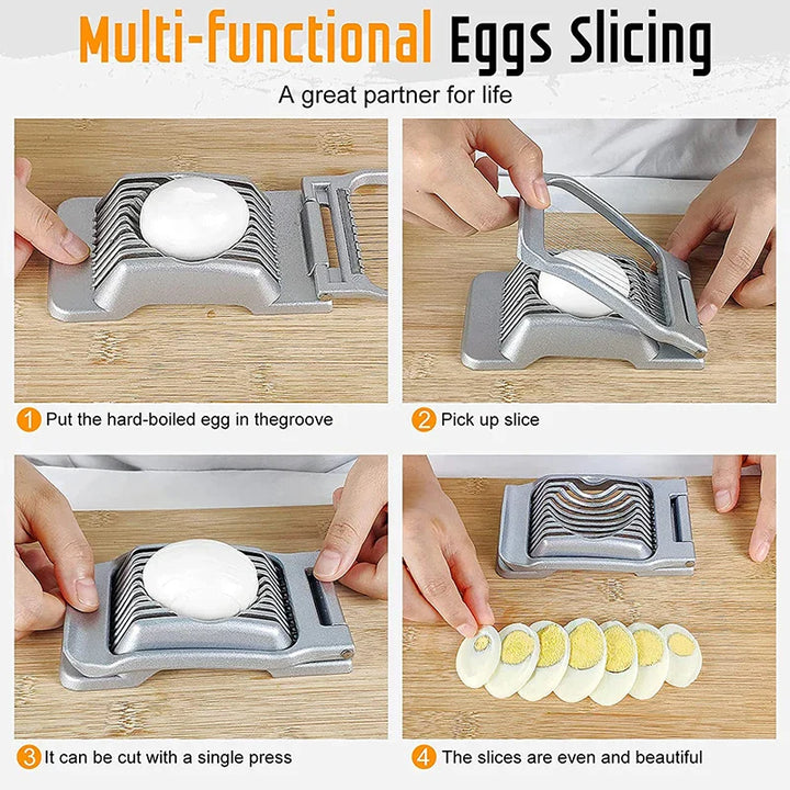 BowLift | Egg Slicer SchnittMeister | Stainless Steel Cutting Wires | For Egg, Cheese & Mushrooms | Robust Aluminum Housing