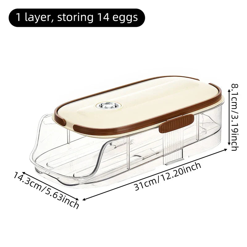 BowLift | Fridge Organizer Automatic Rolling Transparent Egg Storage Box