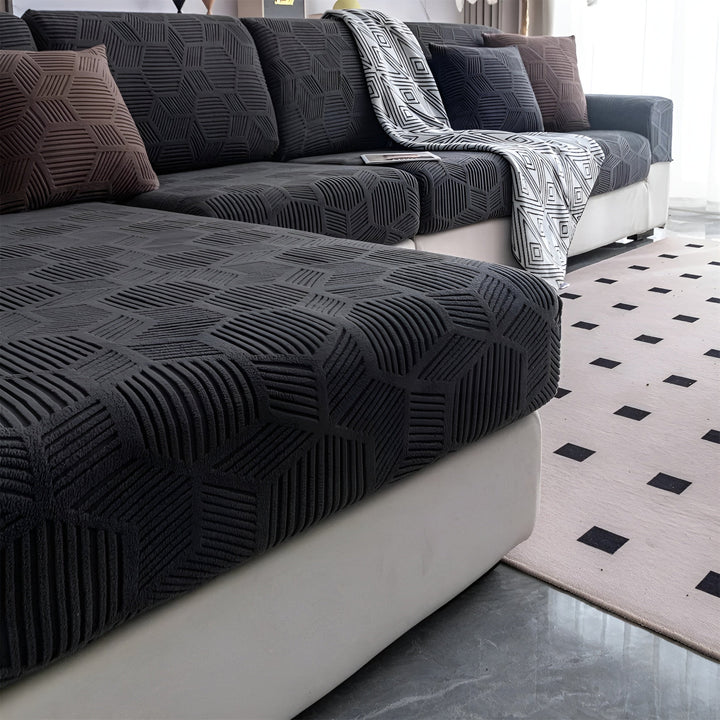 Jacquard Sofa Cover with Geometric Pattern – Soft & Pet-Friendly | Perfect for Protection and Cozy Living Spaces | Bowlift