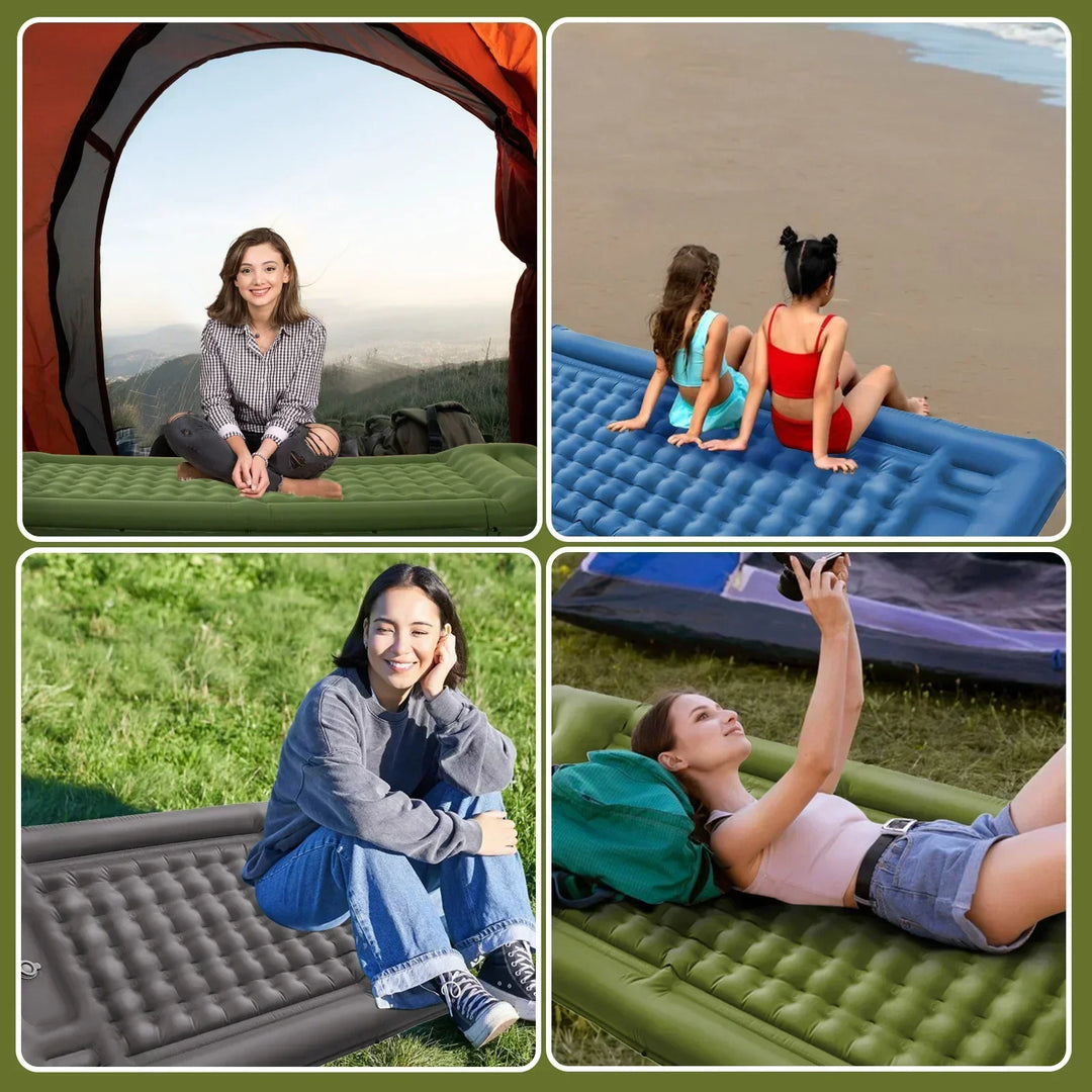 BowLift | TrekBreeze Camping Sleeping Pad Self-Inflating | 12 cm Thick | With Foot Pump & Connectable | Ultralight & Waterproof