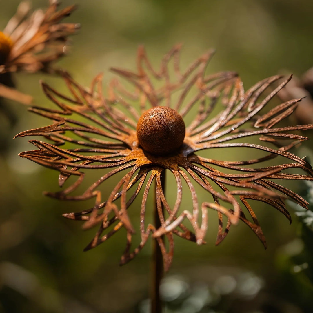 BowLift | FLORUSTA Garden Stake Bluebonnet | Rust Look Metal | Rustic Garden Decor