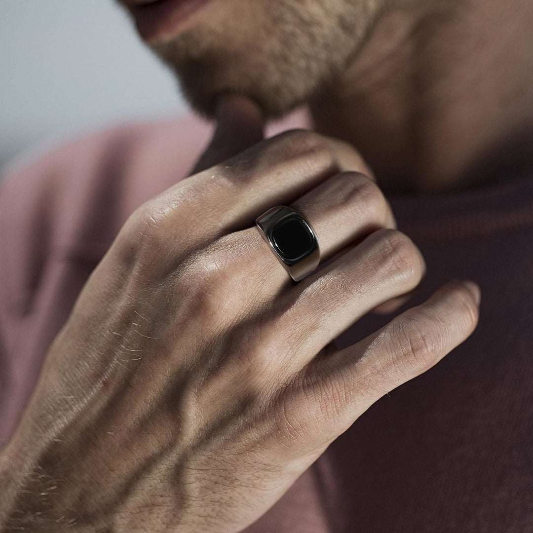 BowLift | Black Storm Stone Stainless Steel Ring