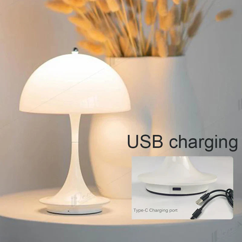 Mushroom 3-Colors-Dimmable Rechargeable LED-Table Lamps Bowlift