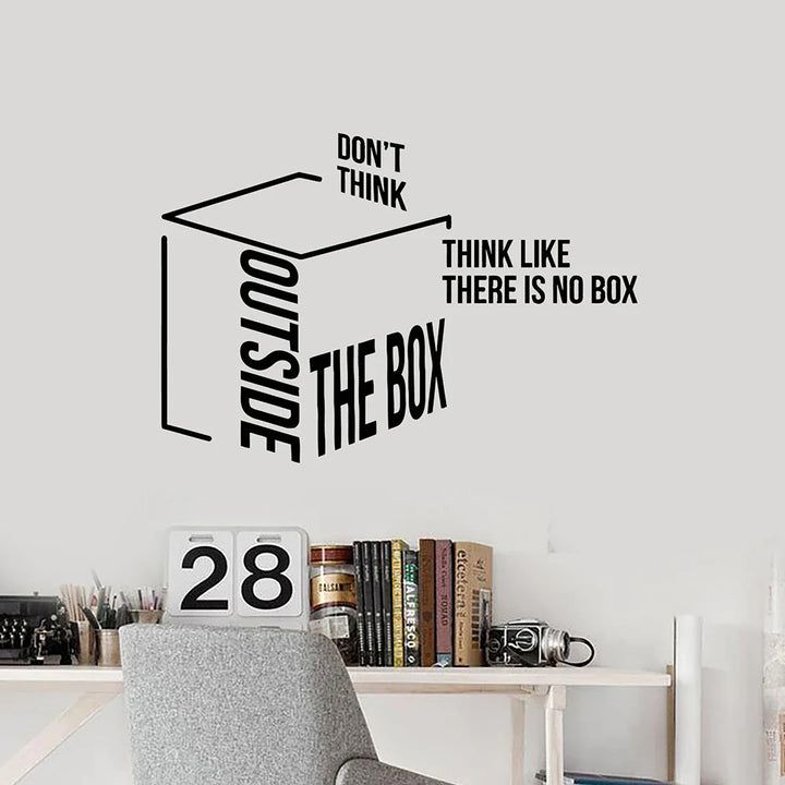 Alternative Think Outside The Box Wall Decal Motivation Quote For Office Idea Wall Stickers Removable Mural For Inspirational Creative Thinking | Bowlift
