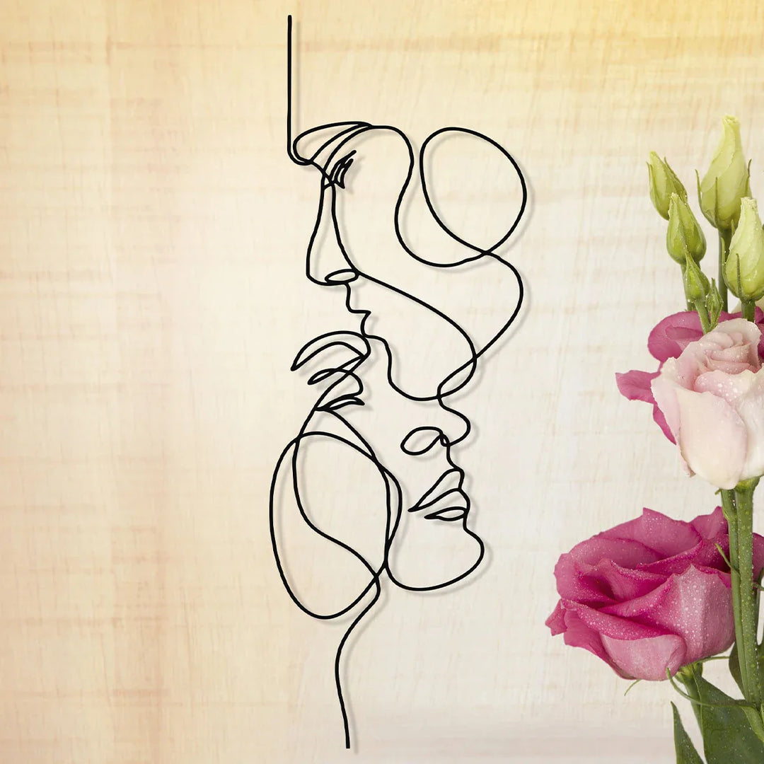 Minimalist Entwined Lovers Metal Line Art Sculpture Wall Decor Abstract Nordic Hanging Decoration For Living Room Bedroom Wall | Bowlift