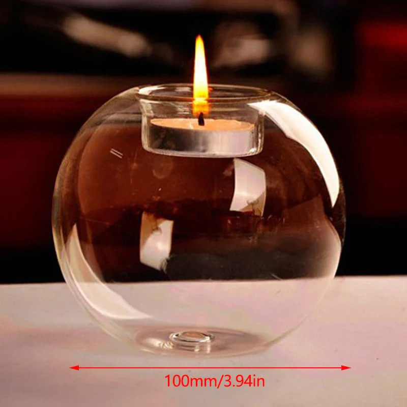 BowLift | LightGlass Glass Tea Light Holder Round | Transparent Design | Hollow Decorative Glass for Living Room & Wedding | 1 piece