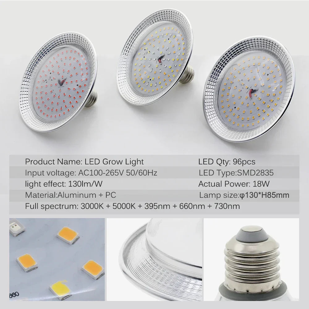BowLift | Solura Plant Lamp | E27 LED 18W | Full Spectrum Daylight | For Houseplants & Greenhouse